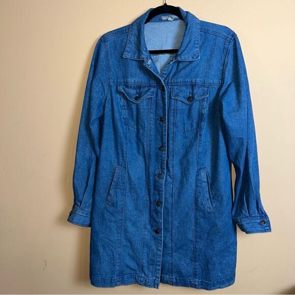 Jessica London‎ 90’s Denim Button Down Longline Jacket Size 14W - Picture 1 of 6